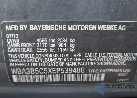 2014 BMW 328I xDrive z USA, uszkodzony, nr VIN WBA3B5C5XEP539488